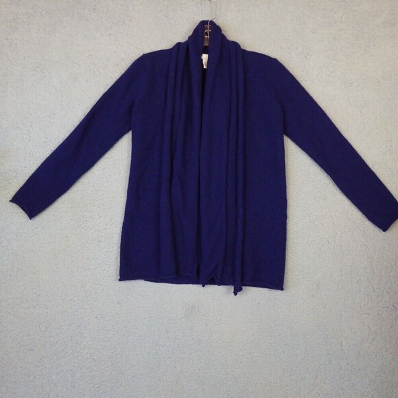 Vintage Tweeds Cardigan Sweater Womens Small Blue Open Front Merino Wool - Picture 1 of 10